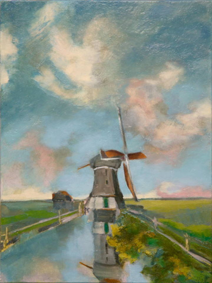 Windmill, The Hague, after Constant Gabriël a 9x12